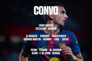 PG-巴萨对赫塔费大名单：莱万、拉什福德在列，亚马尔、加维仍缺席